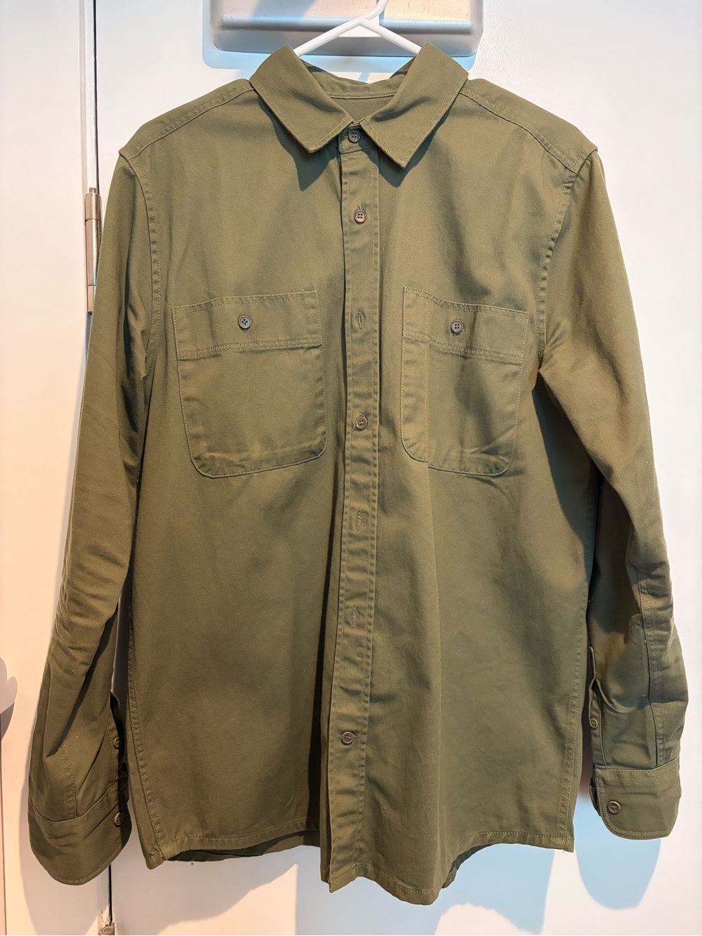 AS Colour Men's 240 GSM Heavyweight Cotton Olive Green Button-Up Work Shirt